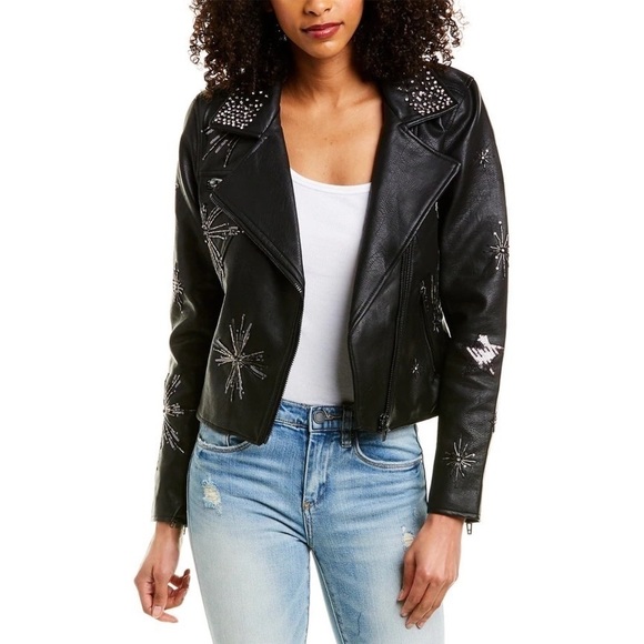 Blank NYC Jackets & Blazers - NWT BlankNYC Embellished Faux Leather Moto Jacket
